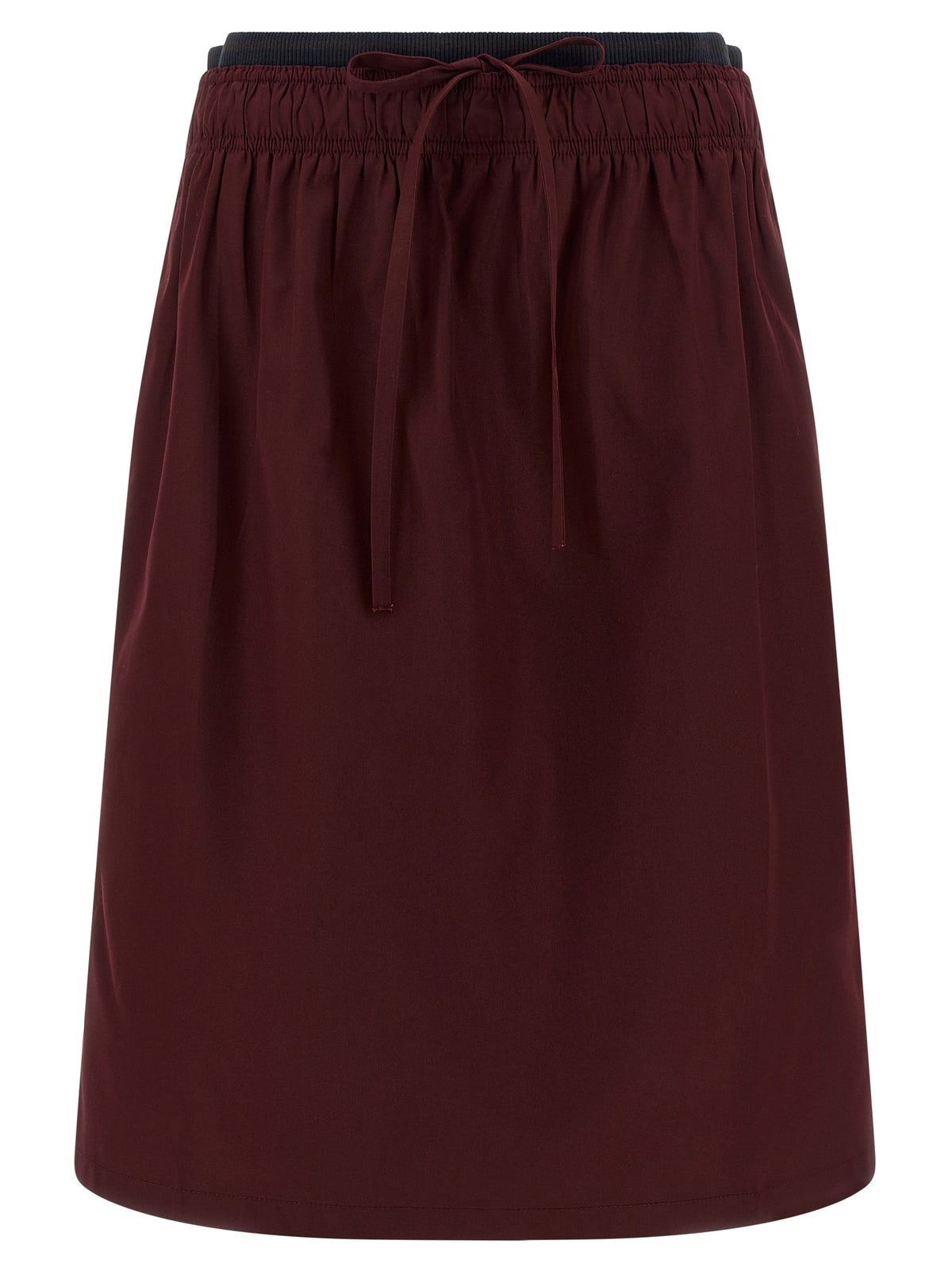 Prada Bordeaux Polyester Midi Skirt