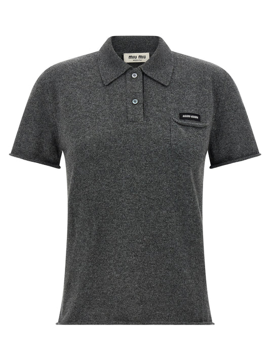 Miu Miu Gray Cashmere Polo Shirt