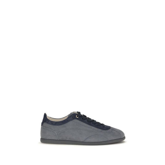 Brunello Cucinelli Gray Calf Leather Bos Taurus Low Top Sneakers