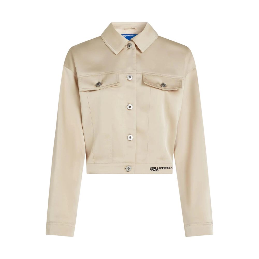 Karl Lagerfeld Beige Polyester Full-Length Jacket