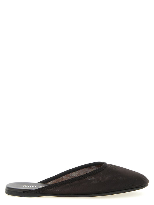 Miu Miu Black Recycled Polyester Flats