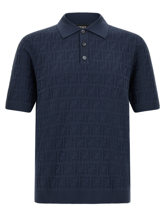 Fendi Blue Cotton Polo Shirt