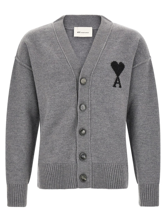 Ami Paris Gray Wool Cardigan