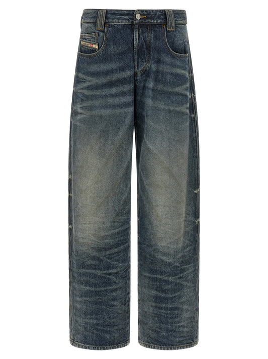 Diesel Blue Cotton Relaxed Fit Jeans