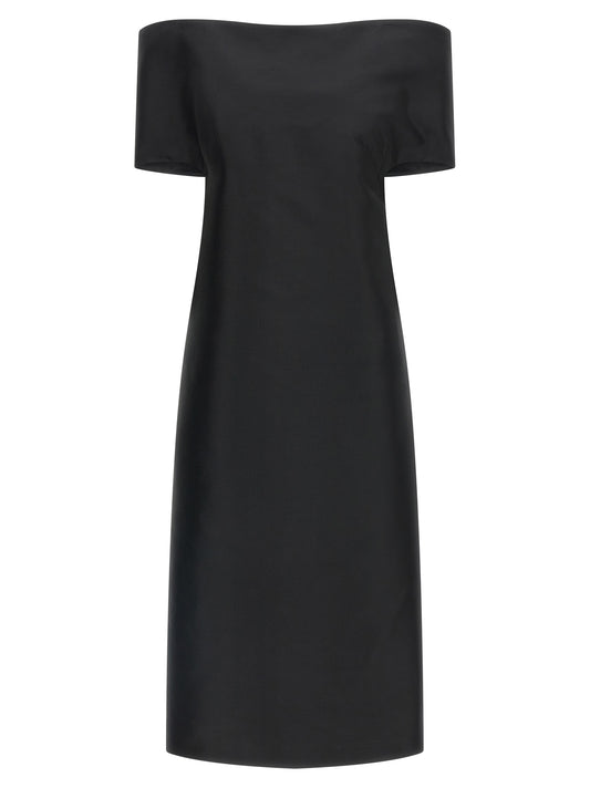 Jil Sander Black Silk Midi Dress