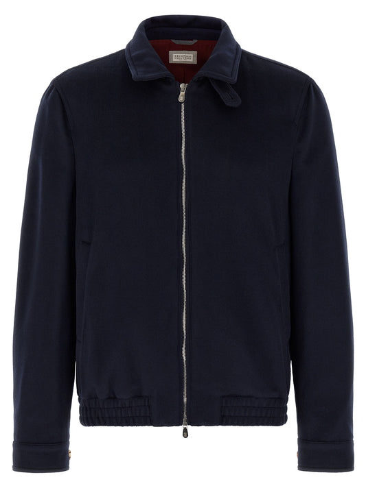 Brunello Cucinelli Blue Virgin Wool Bomber