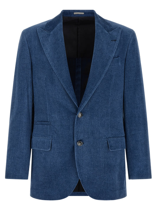 Brunello Cucinelli Blue Cotton Blazer