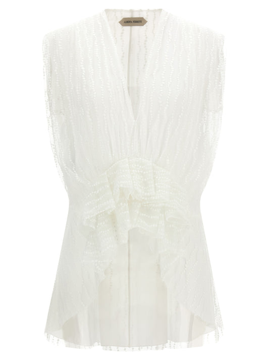 Alberta Ferretti White Polyester Sleeveles T-Shirt