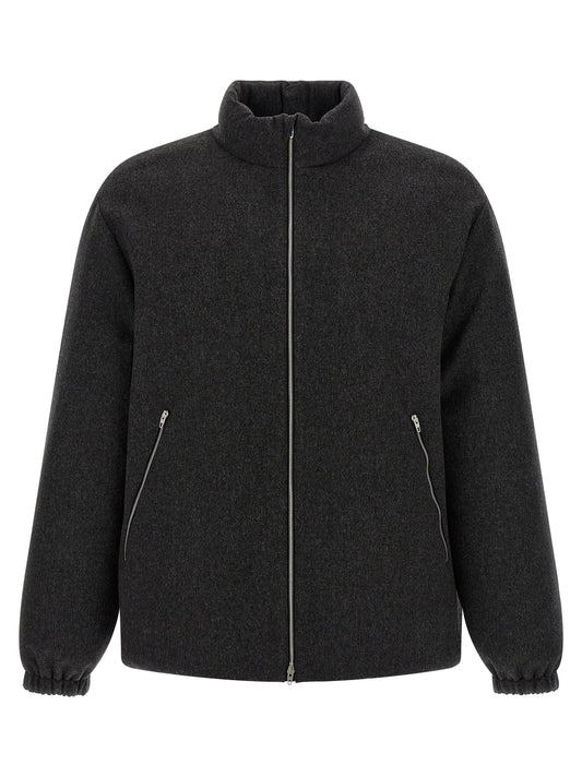 Jil Sander Gray Wool Full-Length Jacket