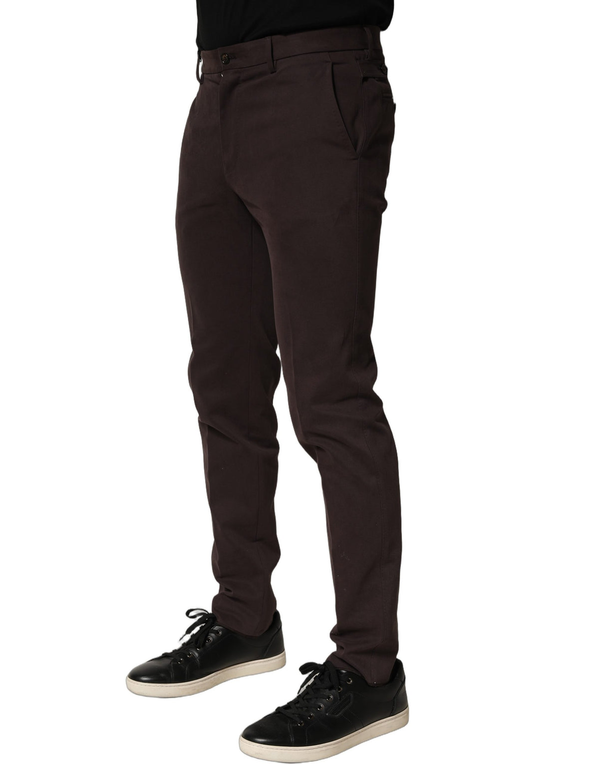 Dolce & Gabbana Brown Cotton Skinny Leg Dress Trouser Pants