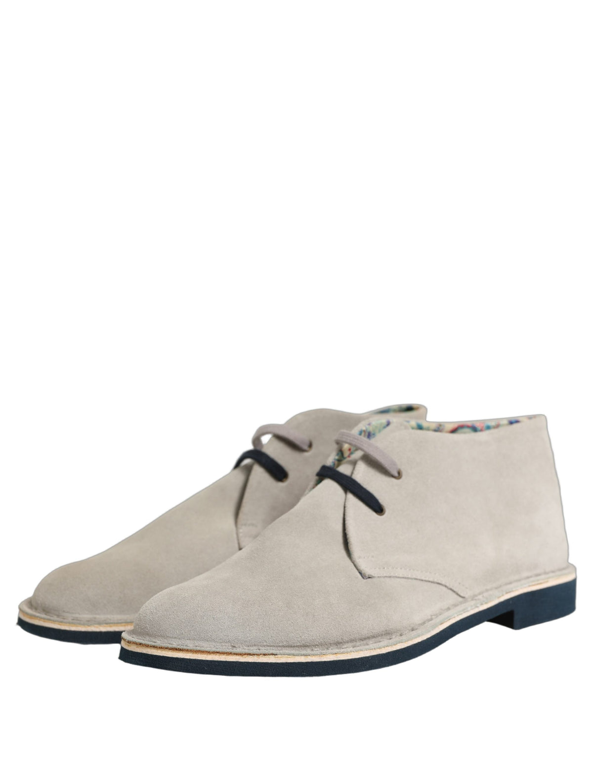 Pollini Gray Suede Chukka Lace Up Men Ankle Boots Light