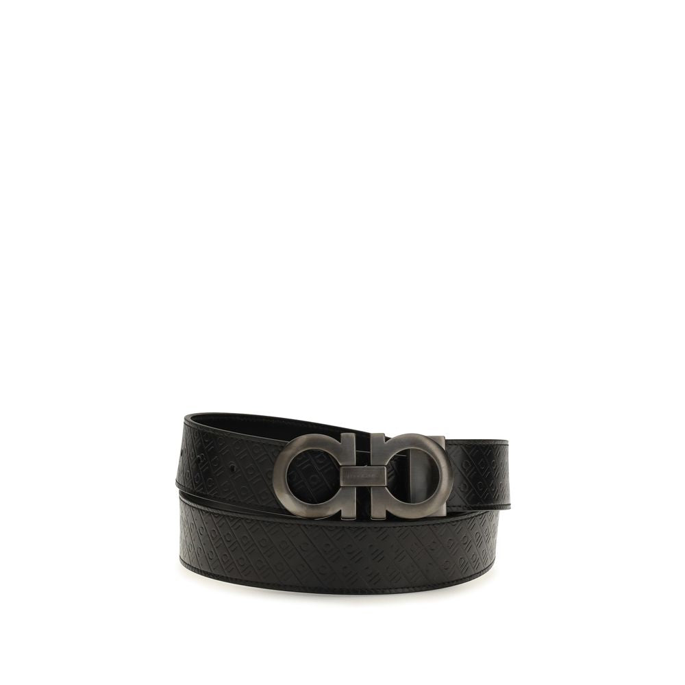 Ferragamo Black Calf Leather Bos Taurus Regular Belt