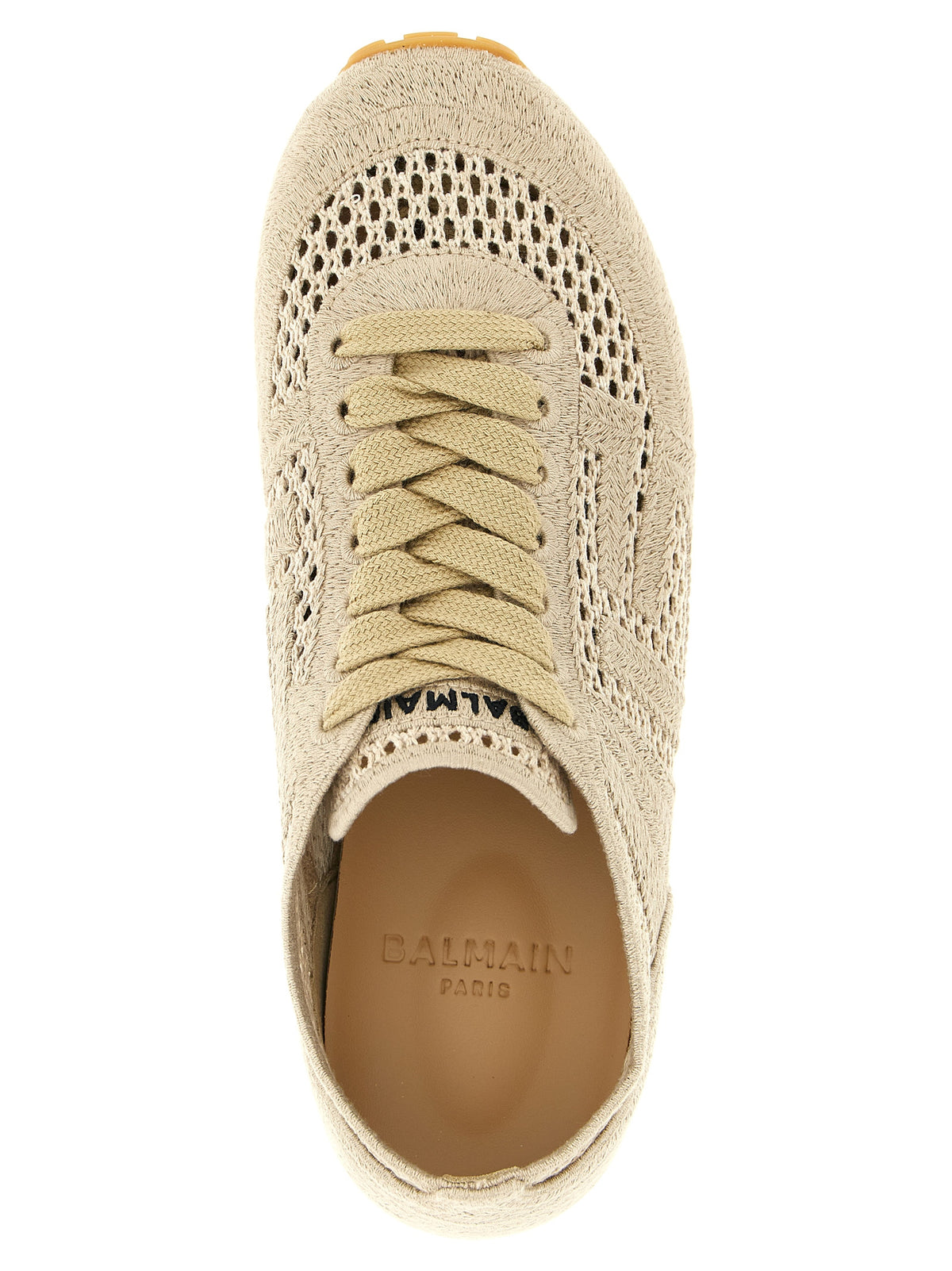 Balmain Beige Cotton Athletic Sneakers