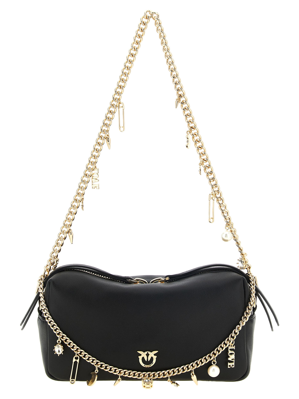 PINKO Black Lambskin Shoulder Bag