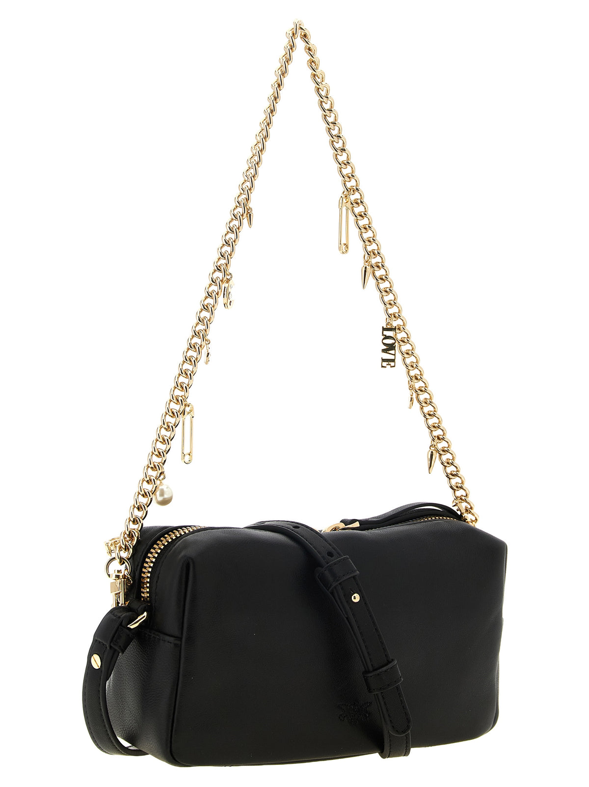PINKO Black Lambskin Shoulder Bag