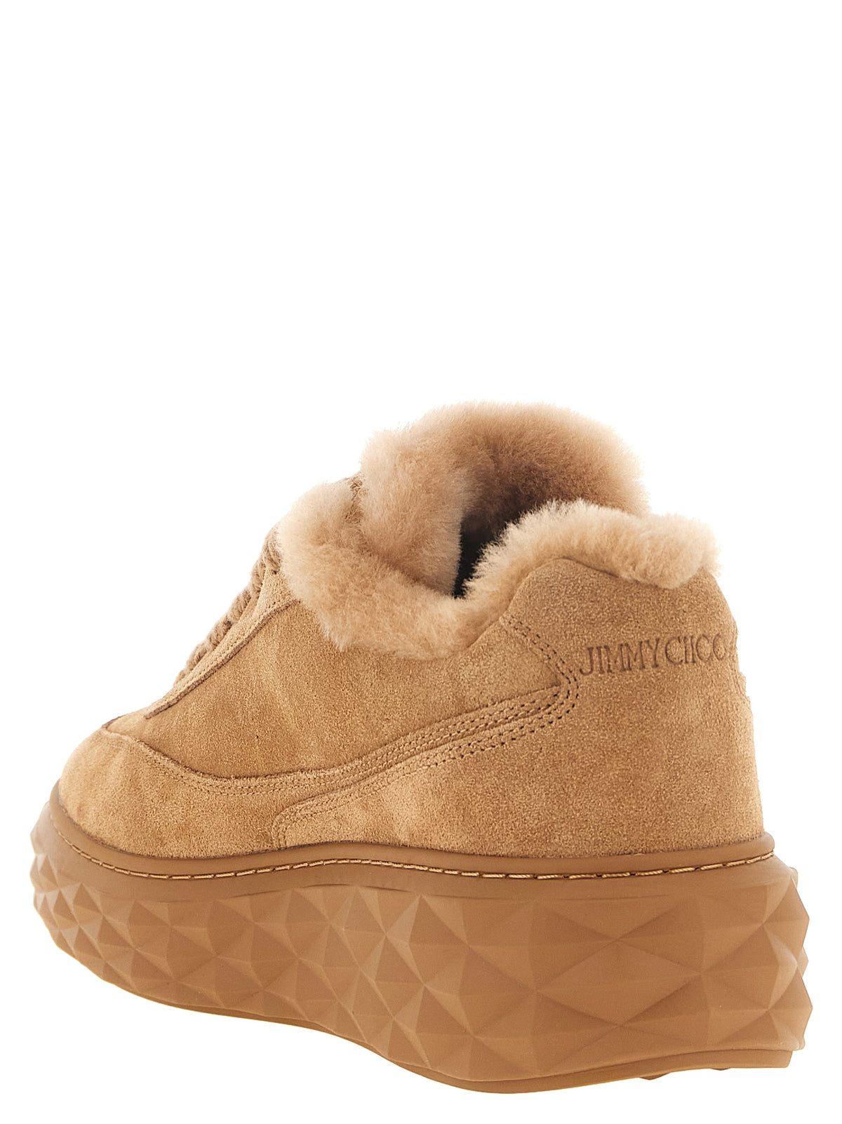 Jimmy Choo Beige Lamb Leather Chunky Sneakers