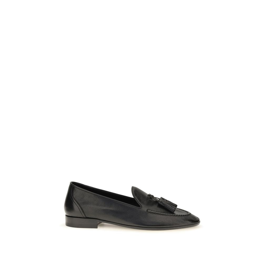 The Row Black Calf Leather Bos Taurus Slip-On Loafers