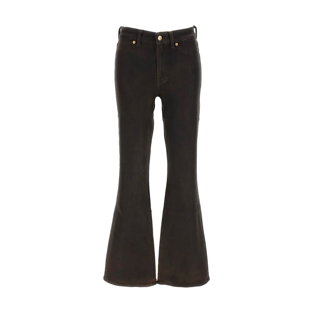 7FOR Black Cotton Bootcut Jeans