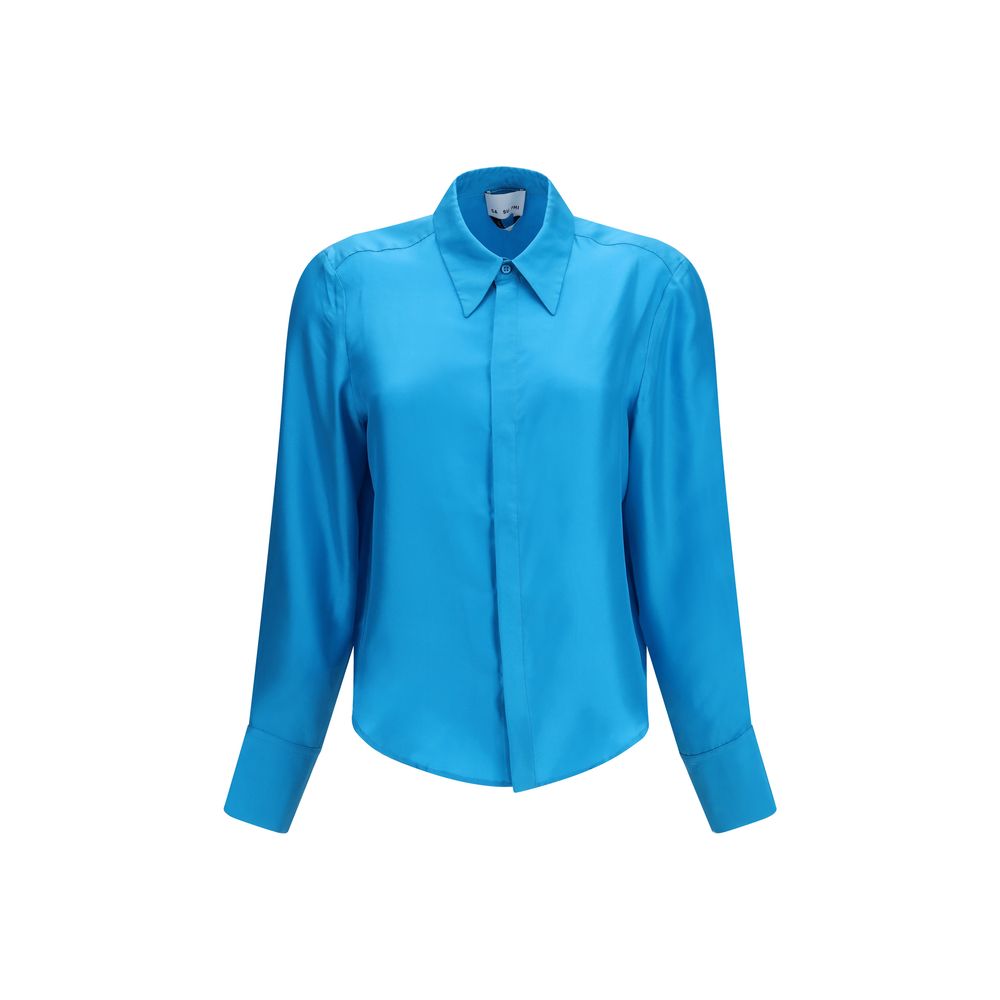 SA SU PHI Blue Silk Dress Shirt