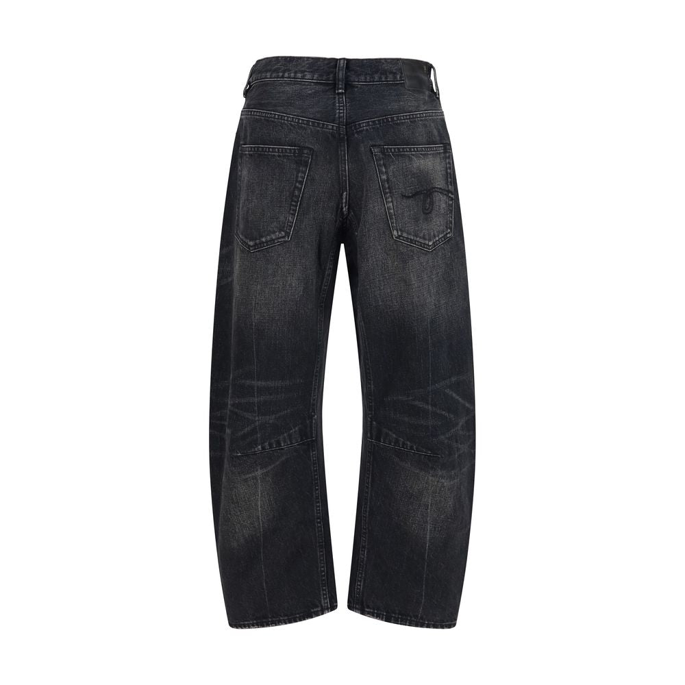 R13 Black Cotton Boyfriend Jeans