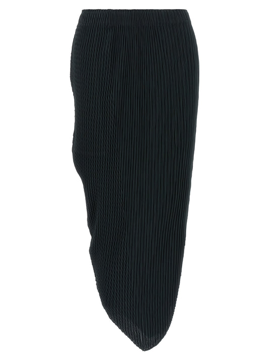 Issey Miyake Blue Polyester Midi Skirt