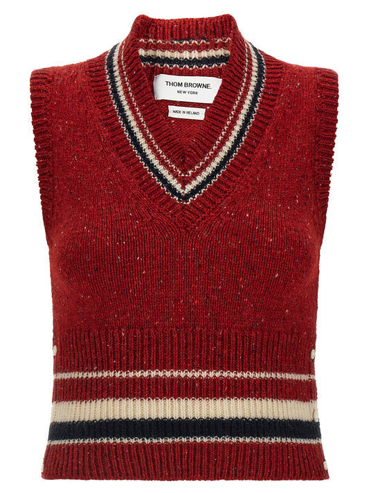 Thom Browne Red Wool Sleeveless Jacket