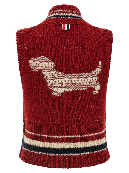 Thom Browne Red Wool Sleeveless Jacket