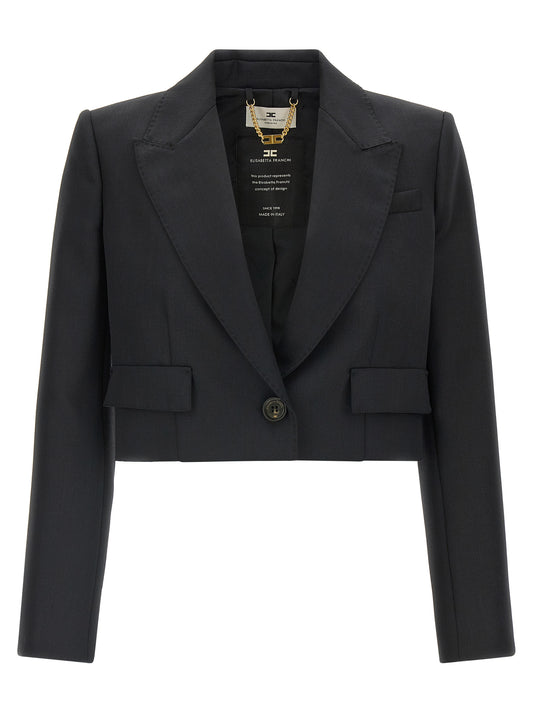 Elisabetta Franchi Black Virgin Wool Blazer
