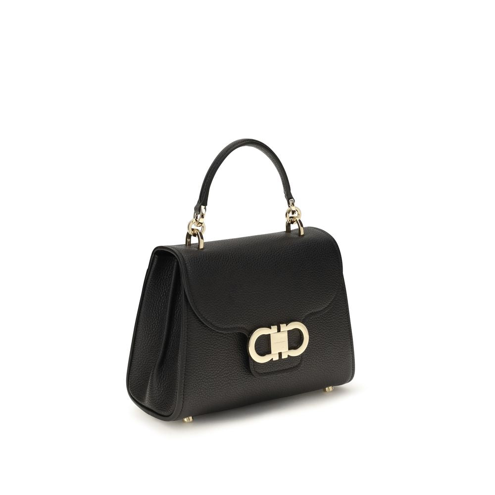 Ferragamo Black Calf Leather Bos Taurus Shoulder Bag