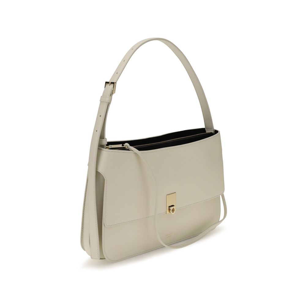 Ferragamo Beige Calf Leather Bos Taurus Shoulder Bag