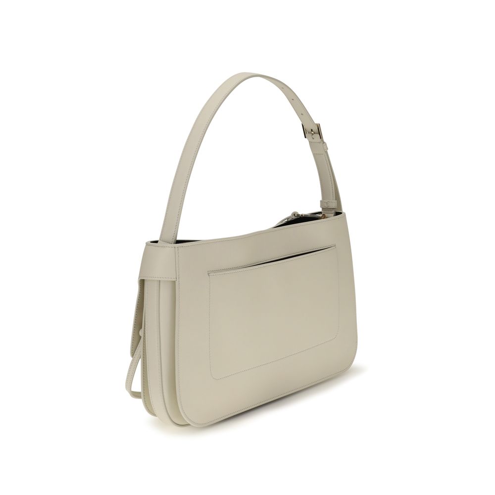Ferragamo Beige Calf Leather Bos Taurus Shoulder Bag
