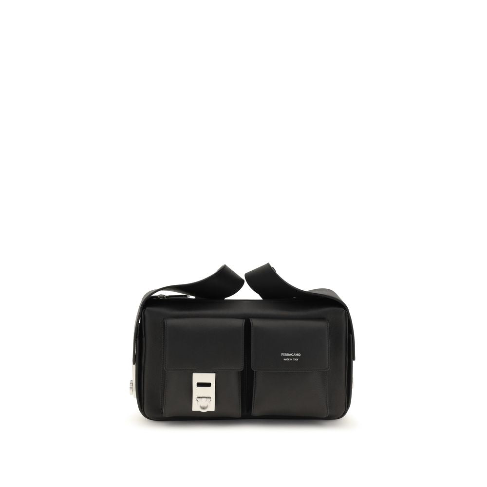Ferragamo Black Calf Leather Bos Taurus Luggage And Travel