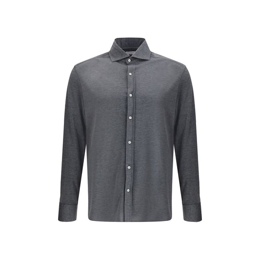 Brunello Cucinelli Gray Silk Dress Shirt