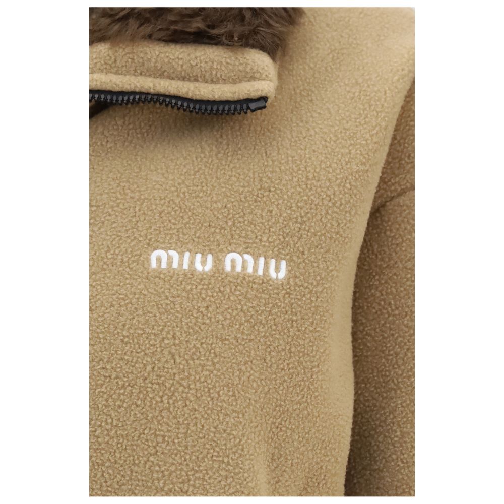 Miu Miu Beige Goose Down Full-Length Jacket