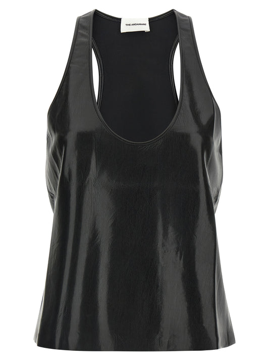 The Andamane Black Polyester Sleeveles T-Shirt