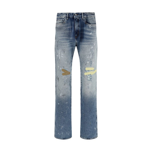 PDF Channel Blue Cotton Straight-Leg Jeans