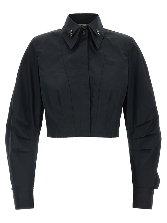 Elisabetta Franchi Black Cotton Blouse