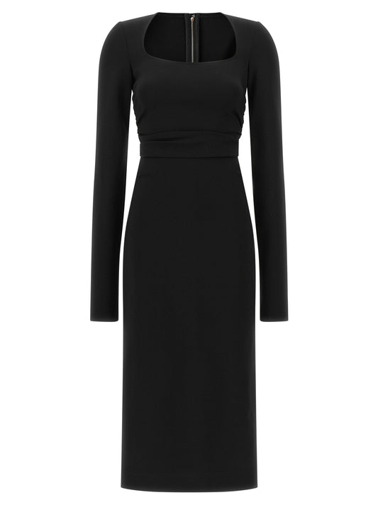 Dolce & Gabbana Black Viscose Midi Dress