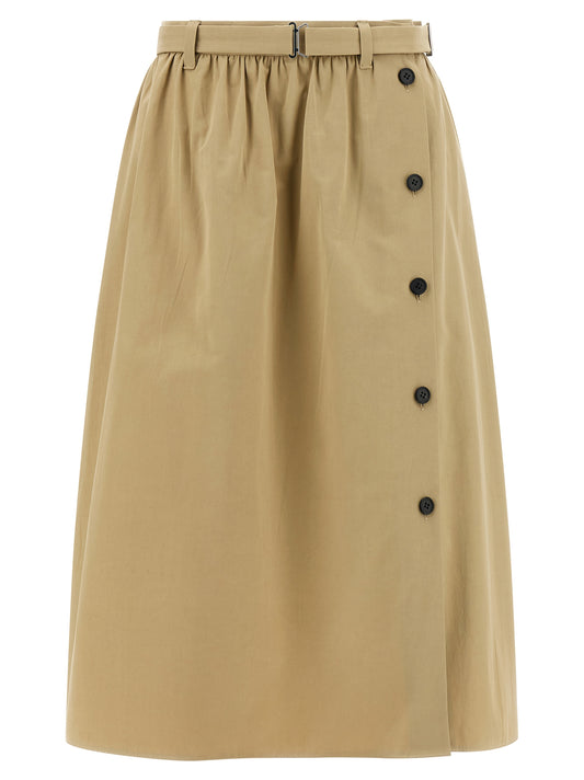 Prada Beige Cotton Midi Skirt