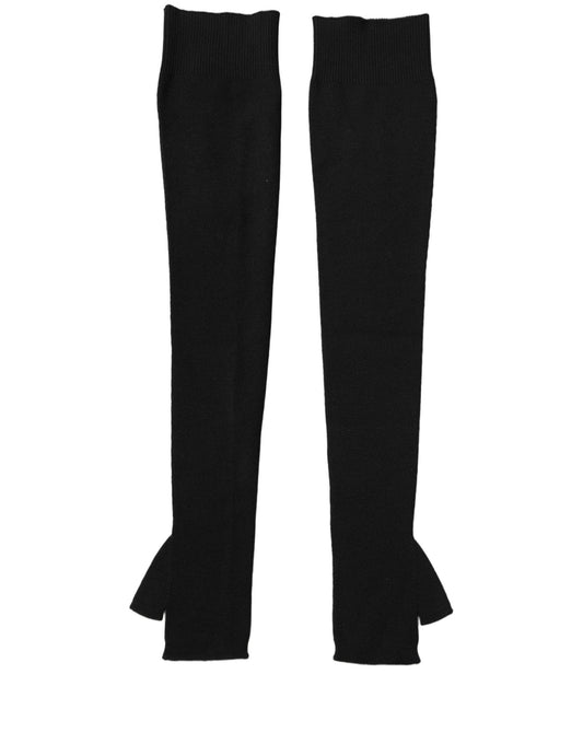 Dolce & Gabbana Black Wool Knitted Long Fingerless Gloves