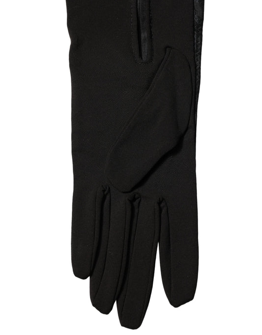 Dolce & Gabbana Black Viscose Long Elbow Length Gloves