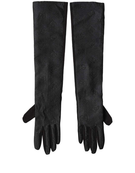 Dolce & Gabbana Black Viscose Long Elbow Length Gloves