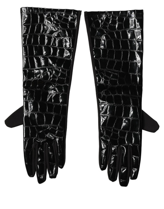 Dolce & Gabbana Black Polyester Patterned Short Length Gloves