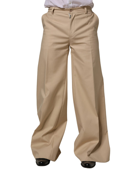 Dolce & Gabbana Beige Cotton Straight Men Formal Dress Pants