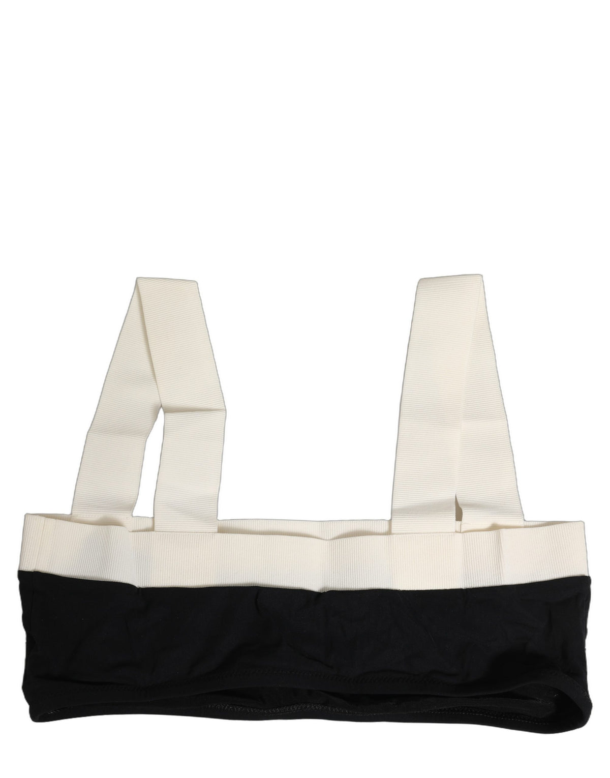 Dolce & Gabbana Black White Cotton Stretch Bikini Top Swimwear