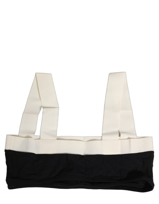 Dolce & Gabbana Black White Cotton Stretch Bikini Top Swimwear