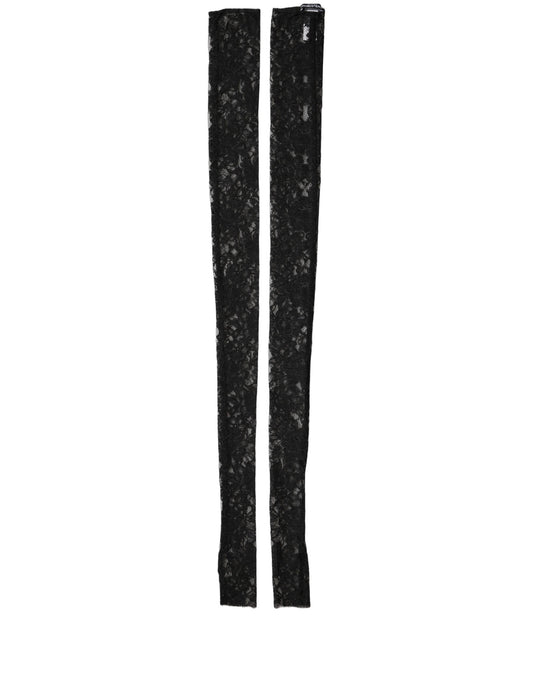 Dolce & Gabbana Sleeves Black Nylon Floral Lace Warmer Arm