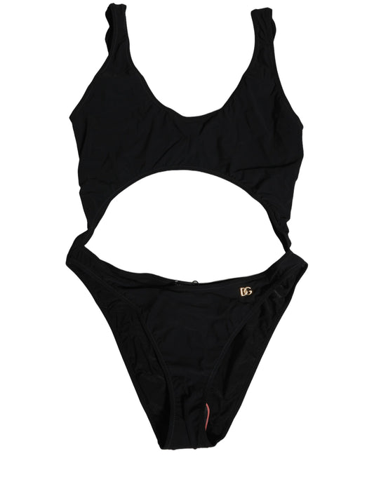 Dolce & Gabbana Black Cutout Logo One Piece Swimsuit Swimwear
