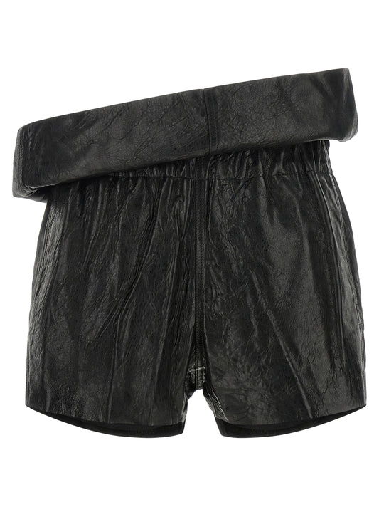 Rick Owens Black Lamb Leather Bermuda Shorts
