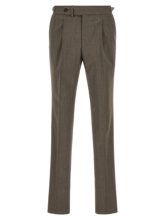 Pal Zileri Brown Wool Dress Pants